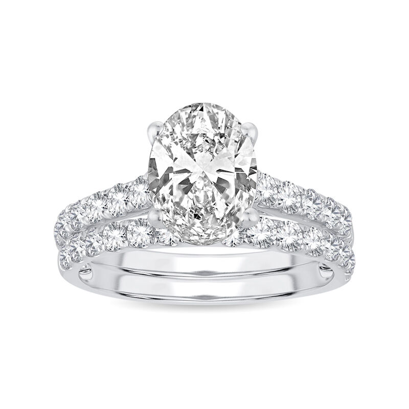 Scout. Oval-Cut Lab Grown 3ctw. Diamond Bridal Set in 14k White Gold image number null