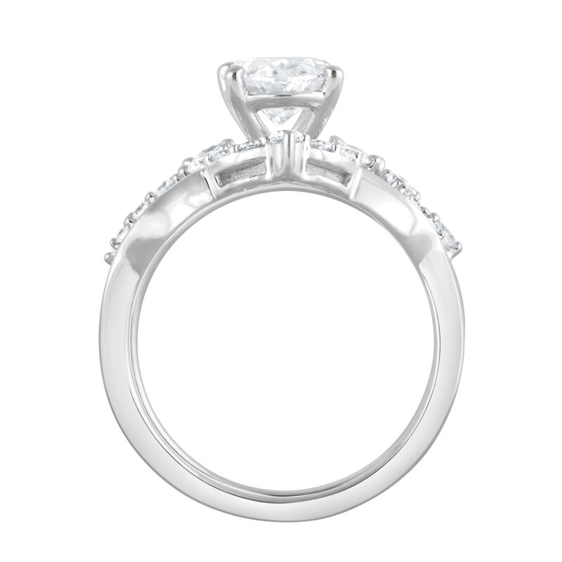 Oval Lab Grown Diamond 2ctw. Floral Bridal Set in 14k White Gold image number null