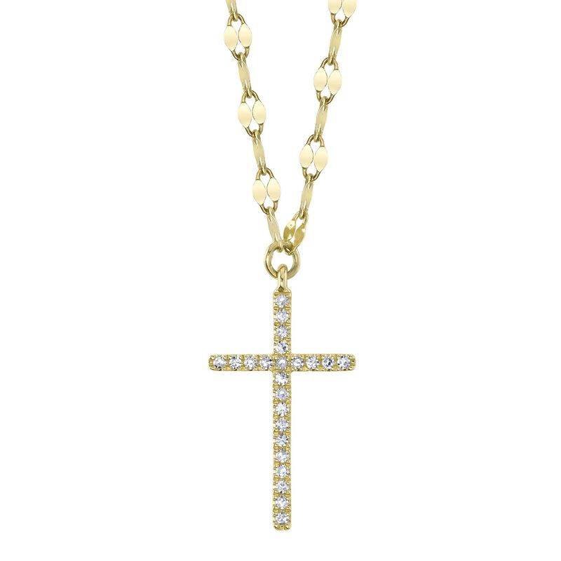 Diamond Cross Sparkle Chain Pendant in 14k Yellow Gold image number null