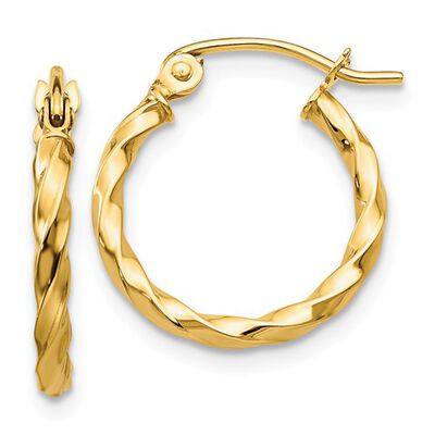 Polished Hoop Twist Earrings in 14k Yellow Gold