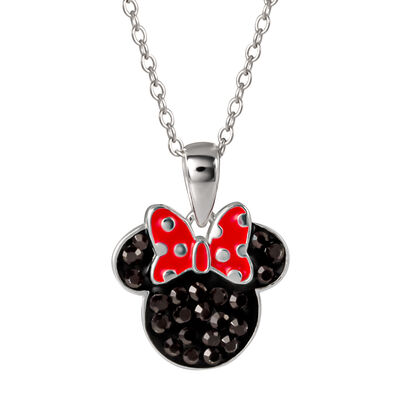 Disney Black Minnie Mouse Pendant in Sterling Silver