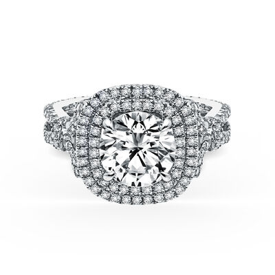 Diamond Double Halo Engagement Setting in 18k White Gold K172C8R