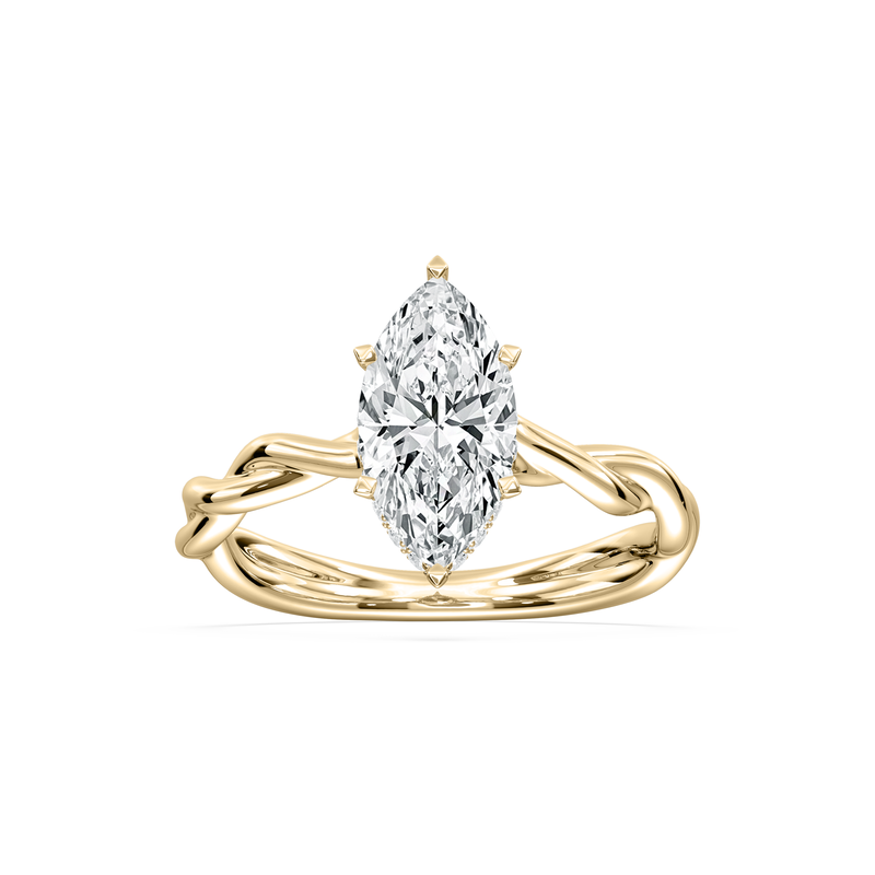 Marquise Lab Grown Diamond 2 1/8ctw. Twist Hidden Halo Engagement Ring in 14k Yellow Gold image number null