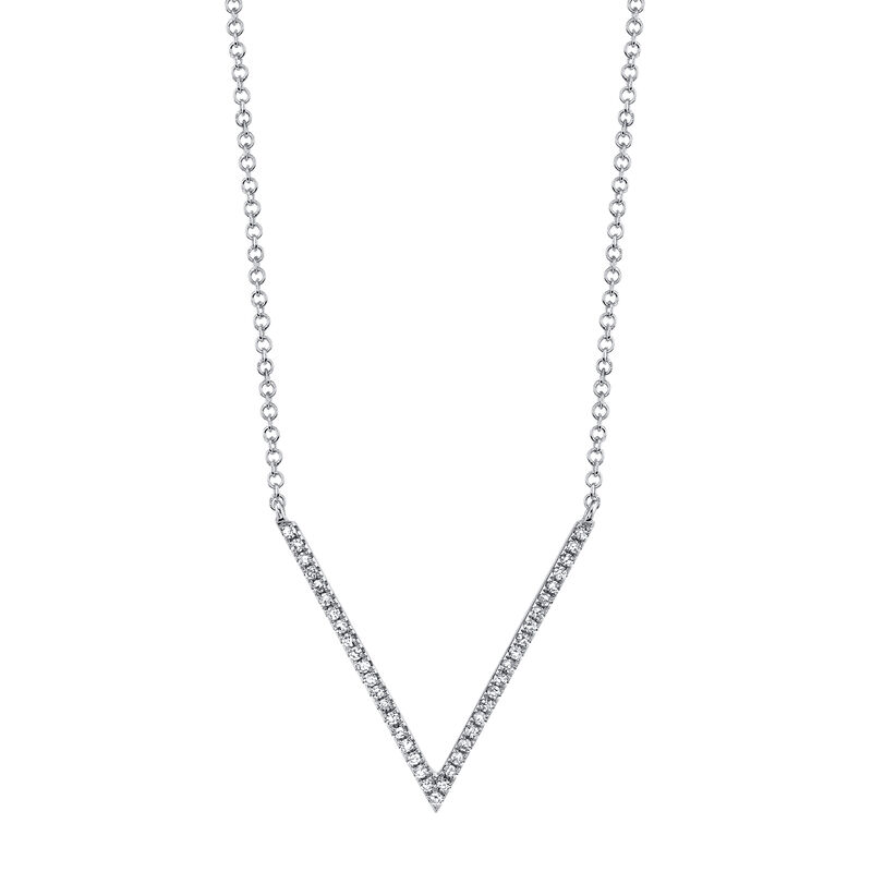 Shy Creation: Diamond V-Shape Necklace 14k White Gold image number null