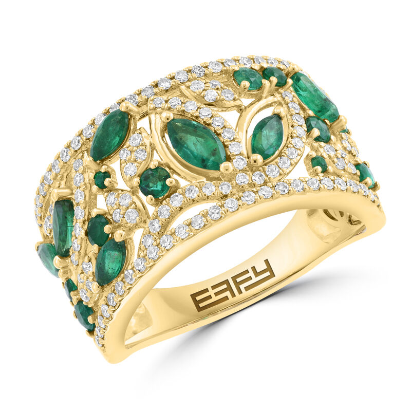 EFFY Emerald & Diamond Band in 14k Yellow Gold image number null