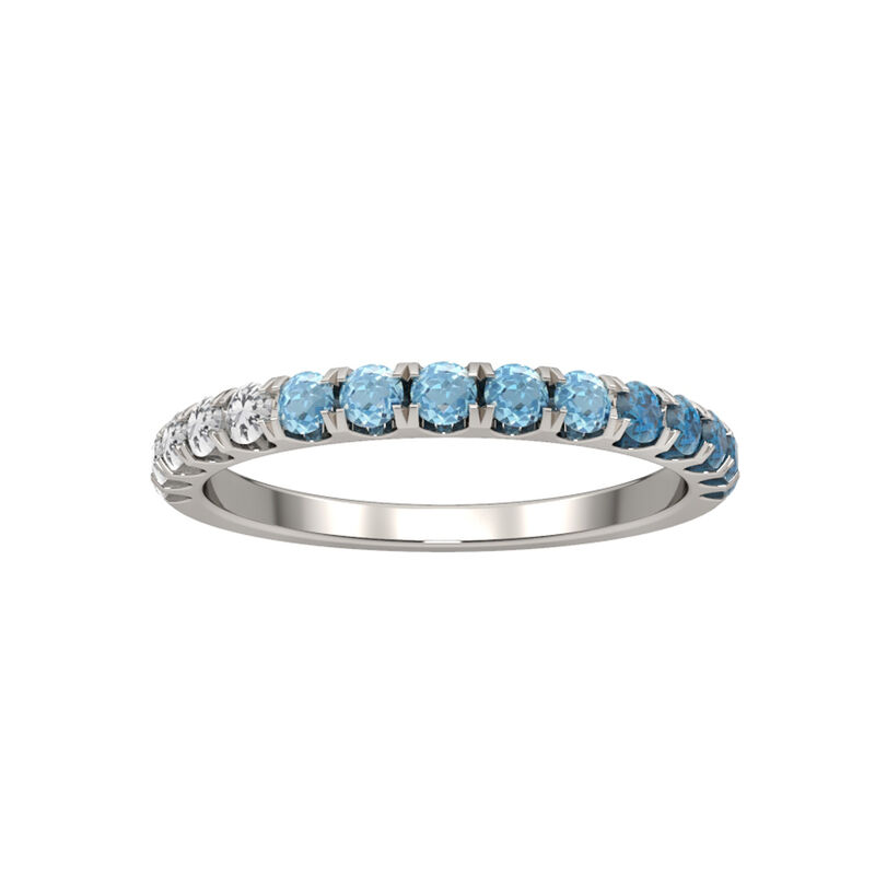 Blue Topaz Ombre Half-Eternity Band in 10k White Gold image number null