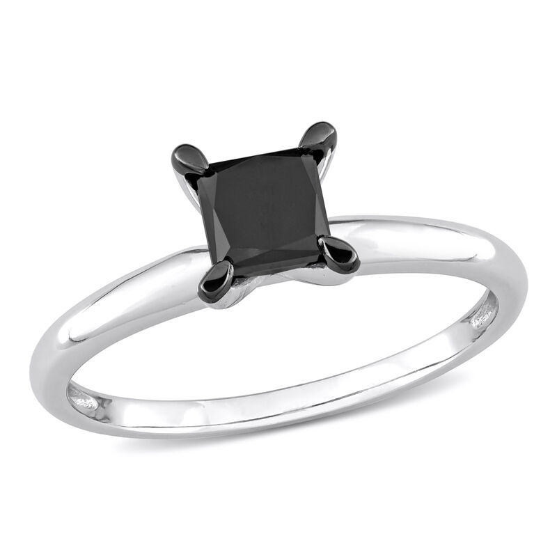 Princess-Cut 1ctw. Black Diamond Solitaire Engagement Ring in 14k White Gold image number null