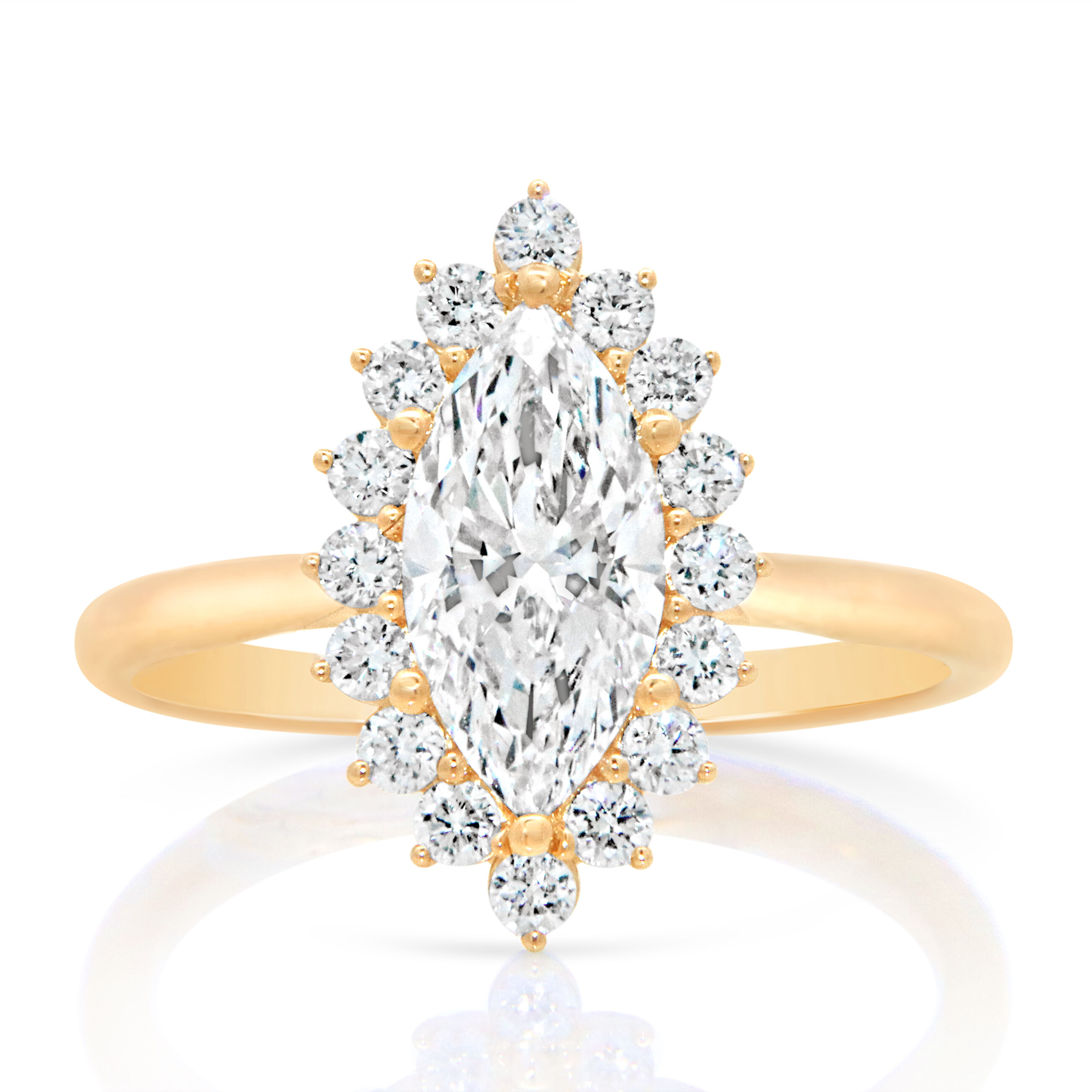 Melrose. Lab Grown 1 1/2ctw. Diamond Halo Engagement Ring in 14k