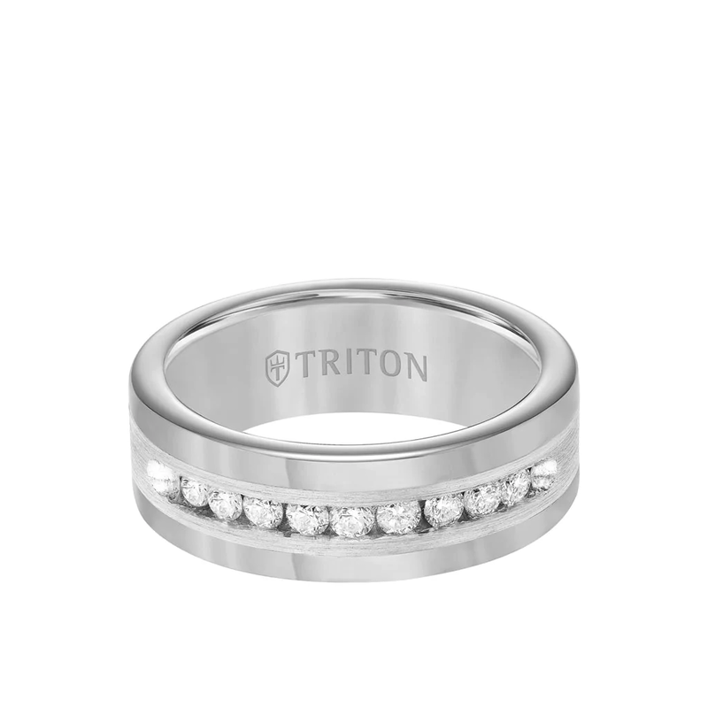 Triton Men&#39;s Steel Tungsten Carbide &#189; ct. T.W. image number null