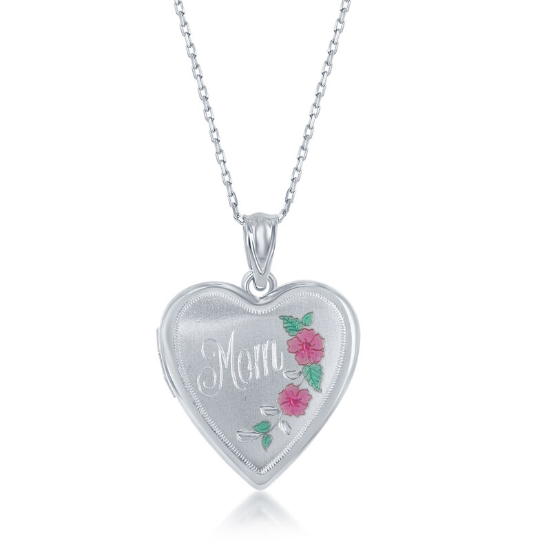 Flower Heart Mom Locket in Sterling Silver image number null