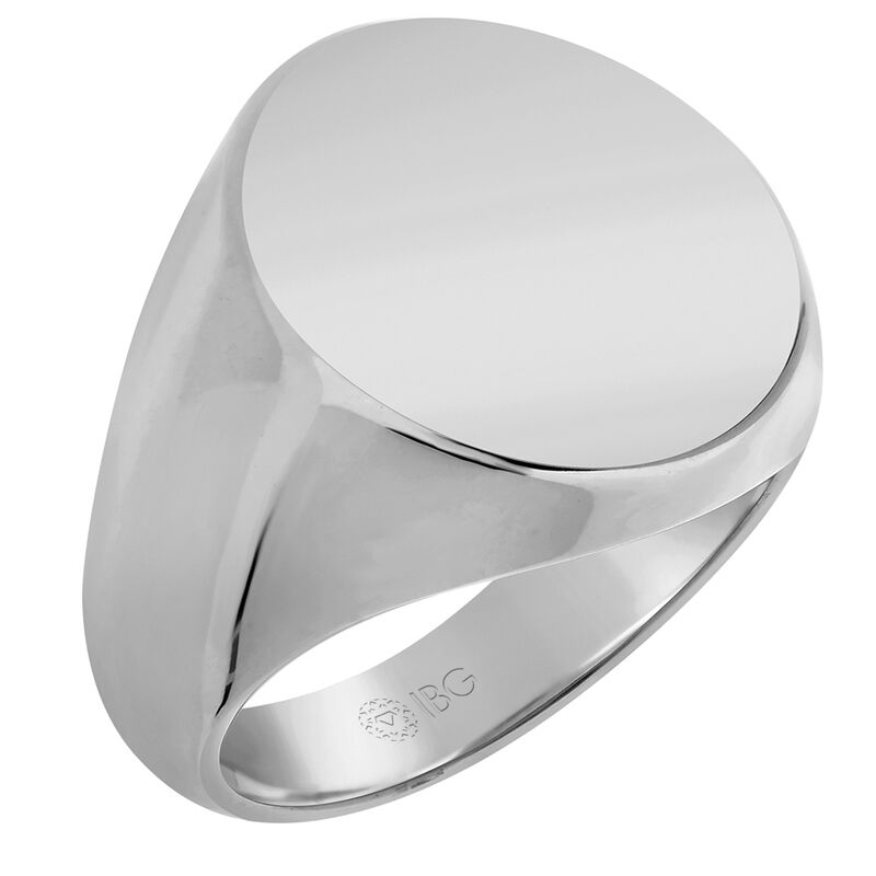 Oval Satin Top Signet Ring 18x18mm in 10k White Gold  image number null