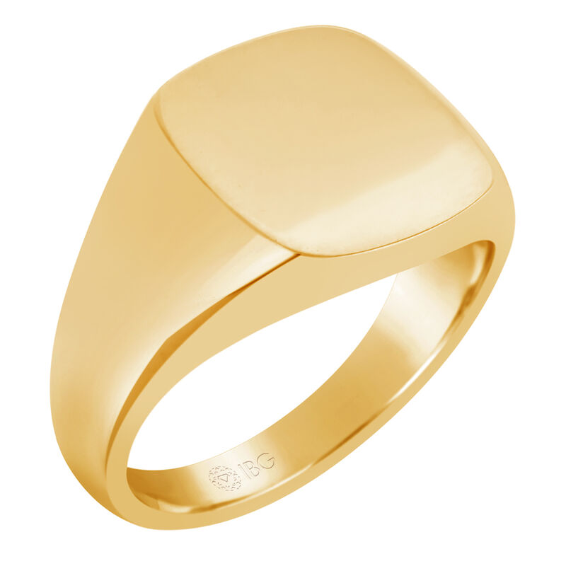 Cushion All polished Top Signet Ring 14x14mm in 14k Yellow Gold  image number null