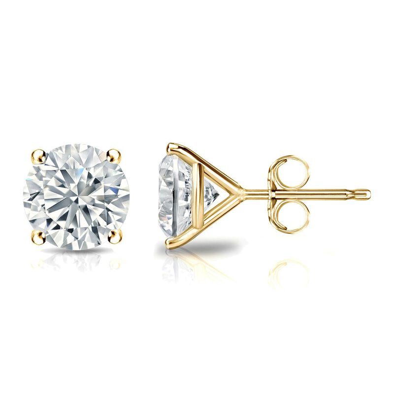 Brilliant-Cut Lab Grown 4ctw. HI VS SI Diamond Stud Earrings in 14k Yellow Gold image number null