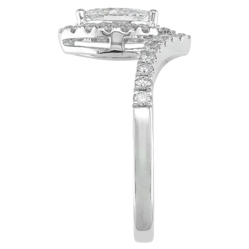 Marquise Natural Diamond 3/4ctw. Halo V Shank Engagement Ring in 14k White Gold image number null