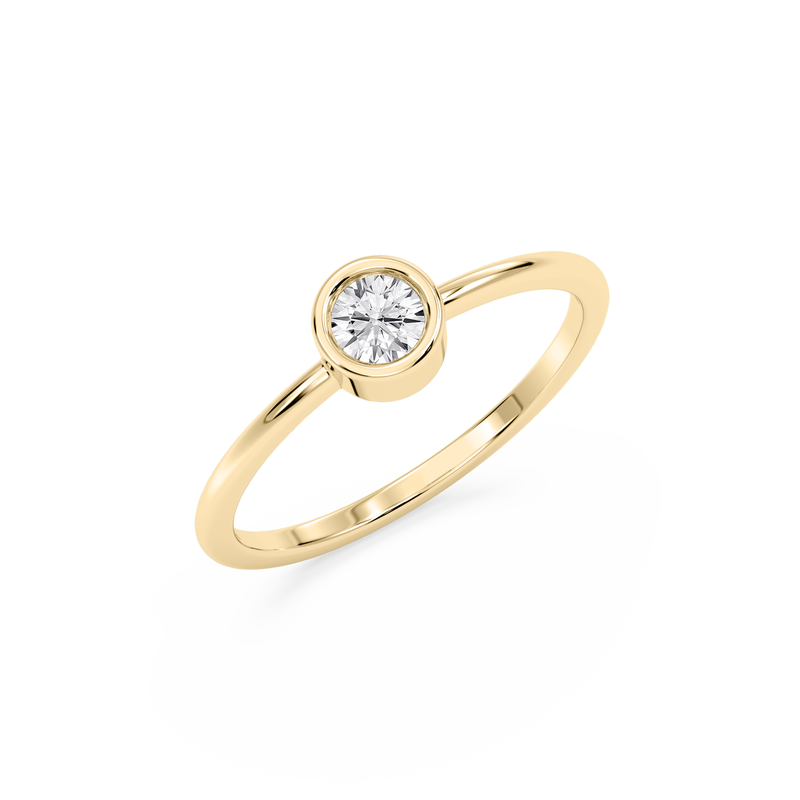 Round Lab Grown Diamond Bezel Petite Solitaire Engagement Ring in 10k Yellow Gold image number null