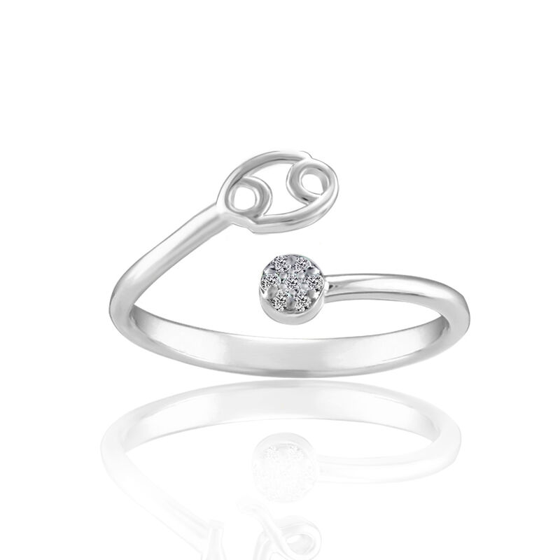 Zodiac Diamond Cancer Fashion Ring in Sterling Silver  image number null