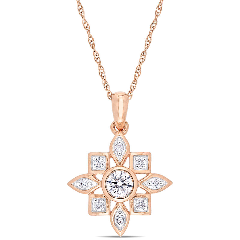 Everly Floral-Inspired 1/3ctw. Diamond Fashion Pendant in 10k Rose Gold image number null