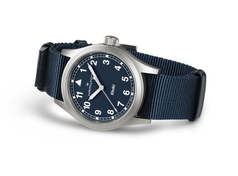 Hamilton Men's Khaki Field Quartz Blue Dial Blue NATO Strap Watch 38mm Watch H69401940 image number null