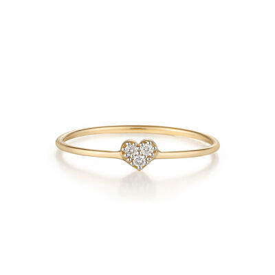 Diamond Heart Ring in 14k Yellow Gold