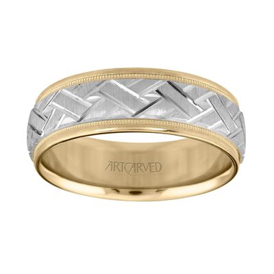 Men's Woven & 14k Two Tone Gold Wedding Ring (7mm)