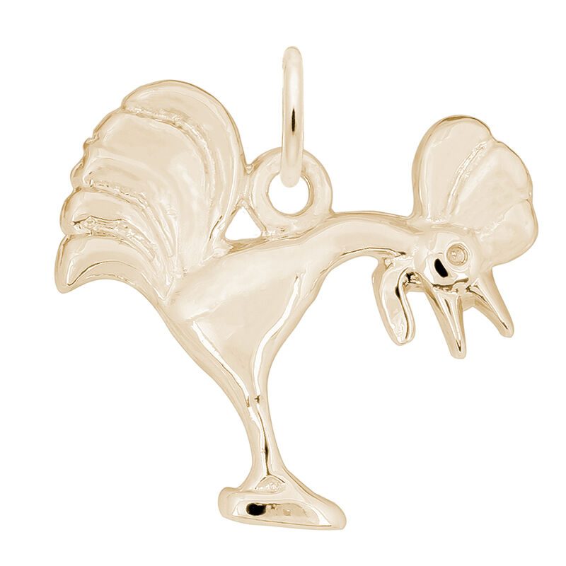 Rooster Crowing Charm in 10k Yellow Gold image number null