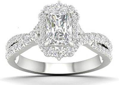 Lab Grown 1 5/8ctw. Diamond Fancy Halo Engagement Ring in 14k White Gold