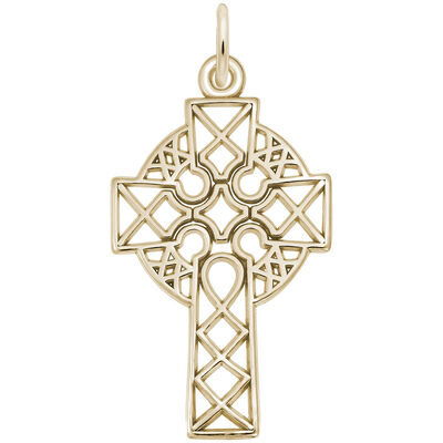Celtic Cross Charm in Gold Plated Sterling Silver