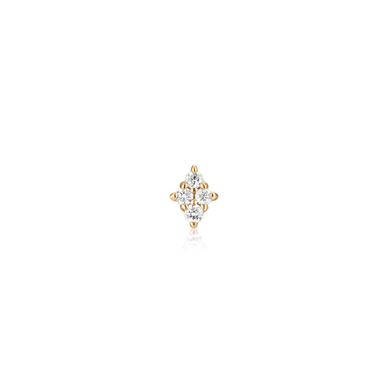 Diamond Single Rhombus Stud Earring in 14k Yellow Gold image number null