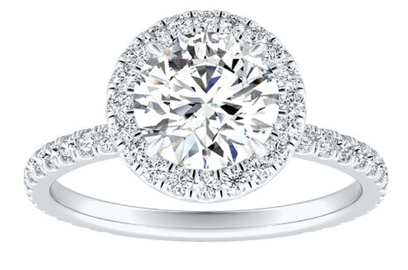 Ashlin. Lab Grown 1ctw. Diamond Halo Engagement Ring in 14k White Gold image number null