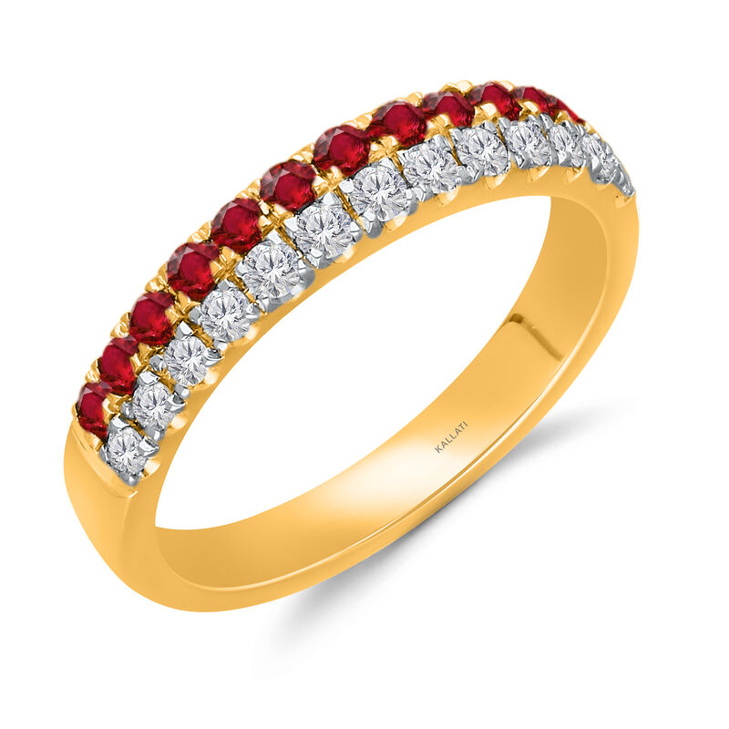 Brilliant-Cut Ruby & Diamond Ring in 14k Yellow Gold image number null