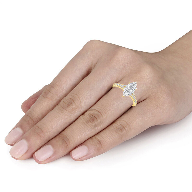 Marquise-Cut Lab Grown 2 1/3ctw. Diamond Split Shank Engagement Ring in 14k Yellow Gold image number null