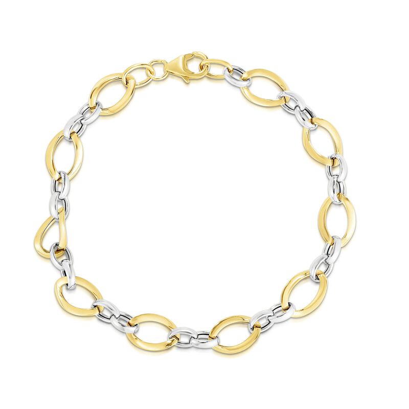 Twisted Oval Loop Link Fashion Bracelet in 14k Gold image number null