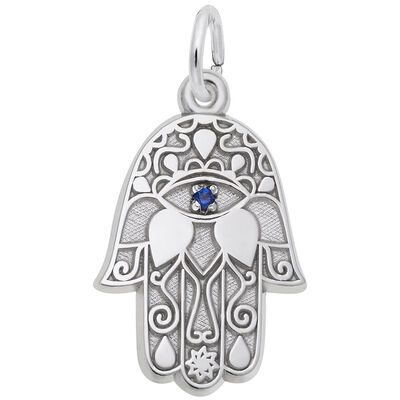 Hamsa Charm in 14k White Gold