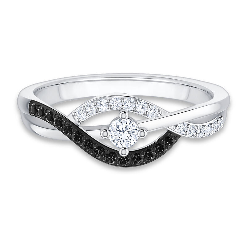 Brilliant-Cut .33ctw. White Black Diamond Promise Ring in Sterling Silver image number null