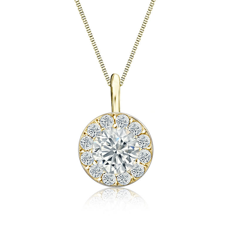 White Diamond Halo &#190;ct. Pendant in 14k Yellow Gold image number null