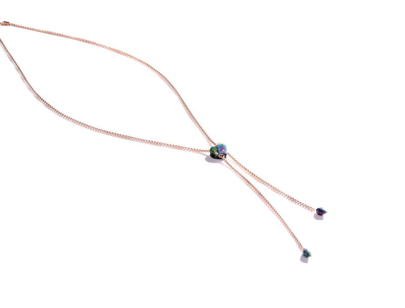 Ruby Fuchsite Adjustable Necklace in Sterling Silver & 14k Rose Gold Plating image number null