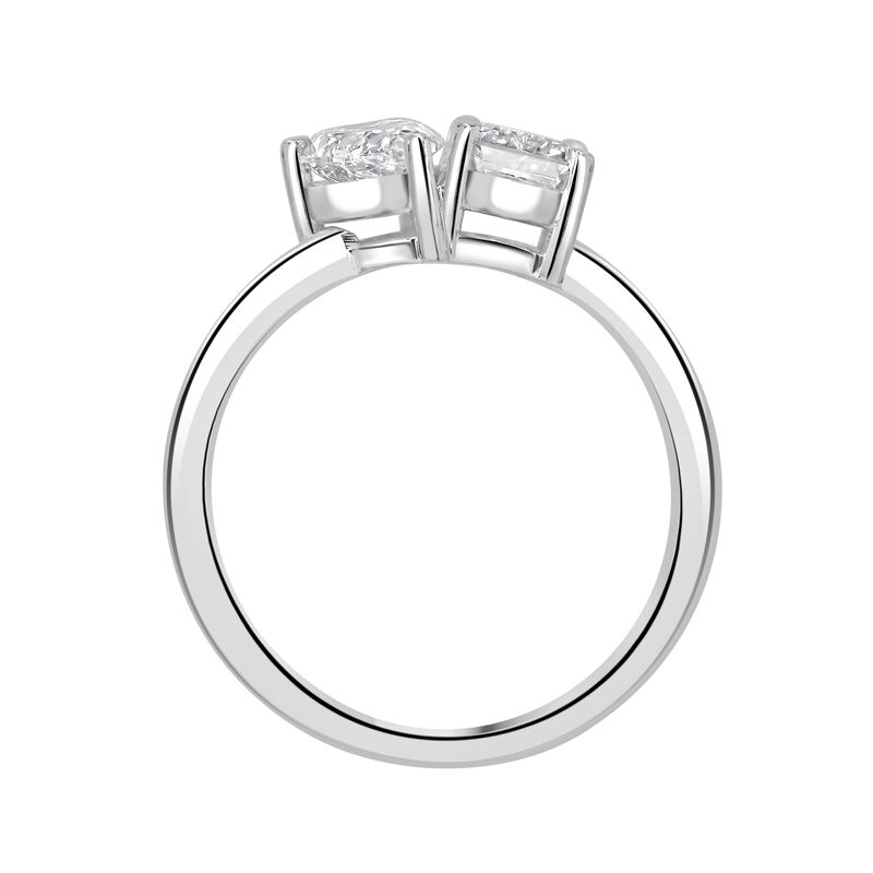 Pear-Shaped & Emerald-Cut Lab Grown 1ctw. Diamond Toi Et Moi Two-Stone Engagement Ring in 14k White Gold image number null