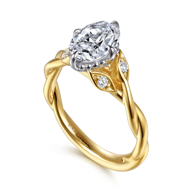 Gabriel & Co. "Daija" Leaf Twist Shank 14k Yellow Gold Diamond Ring Setting ER16917O6M44JJ image number null