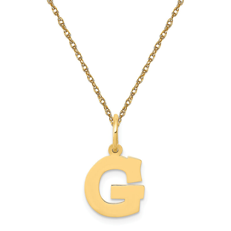Small Block G Initial Necklace in 14k Yellow Gold image number null
