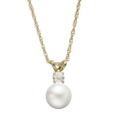 Imperial Pearl Freshwater Cultured Pearl & White Topaz 10k Gold-Filled Pendant Necklace