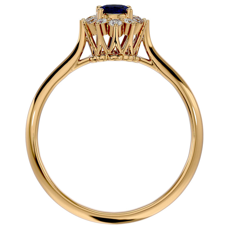 Oval-Cut Sapphire & Diamond Halo Ring in 14k Yellow Gold image number null