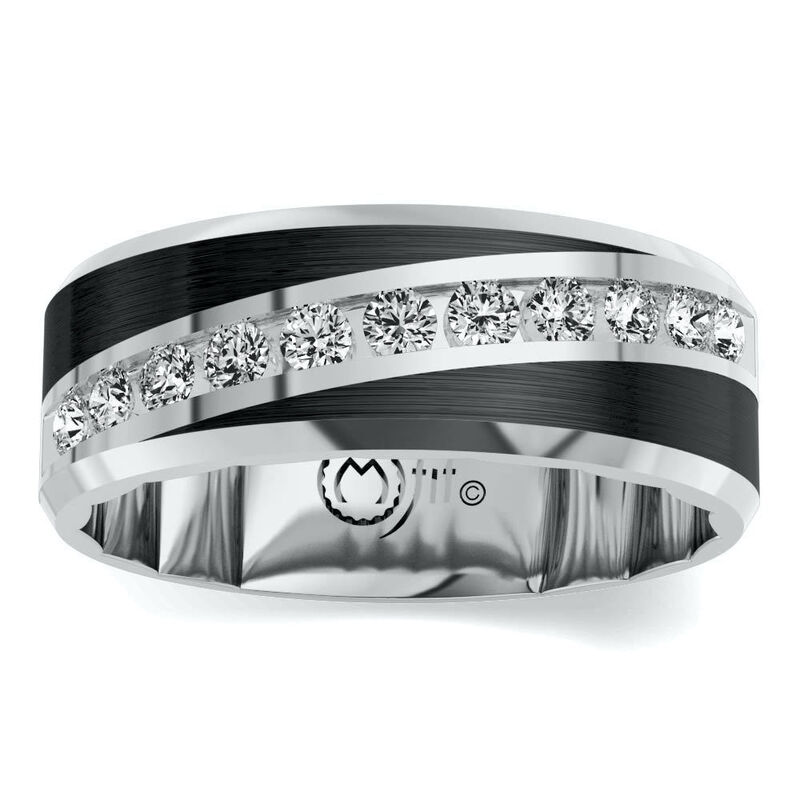 Men's MFIT 11-Stone 1/2ctw. Diamond Band in 10k White Gold with Black Ceramic image number null