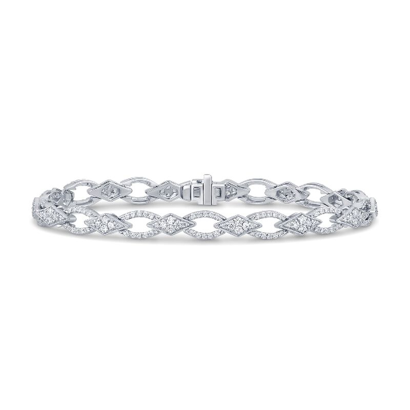 Brilliant-Cut 1.50ctw. Diamond Oval Link Bracelet in 10k White Gold image number null
