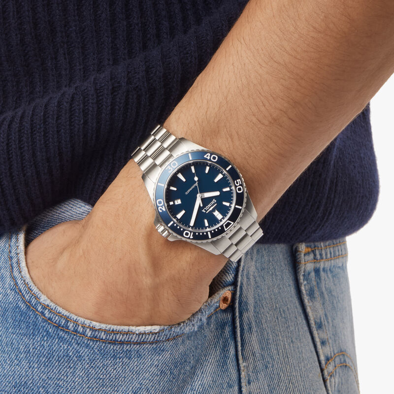 Shinola Men's Monster Auto 38 Hour Reserve Blue Dial Stainless Steel 43mm Watch S0120191429 image number null