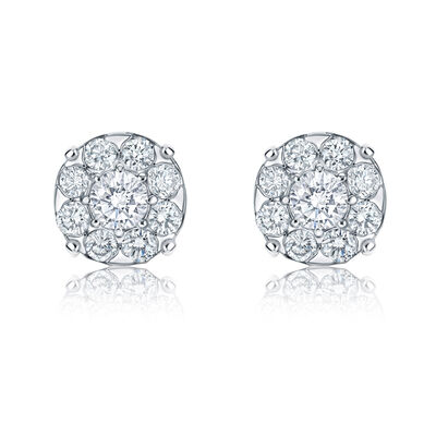 Diamond 1 1/2ctw. Halo Stud Earrings in 14K White Gold