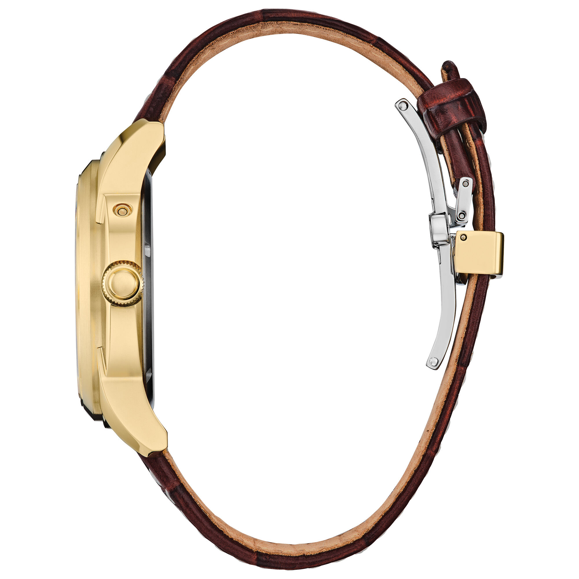 Citizen Men's Calendrier Gold-Tone Beige Dial Brown Leather Strap