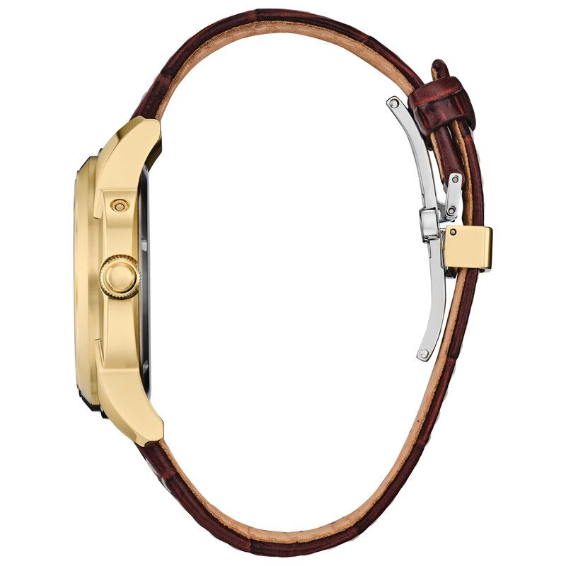 Citizen Men's Calendrier Gold-Tone Beige Dial Brown Leather Strap 42mm Watch BU0082-06P image number null