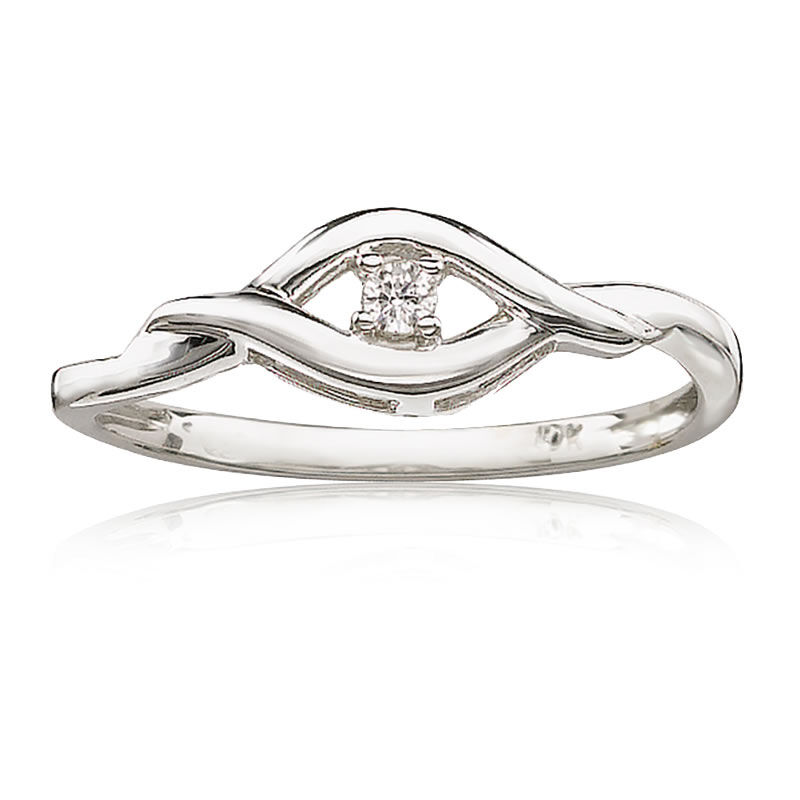 Diamond Solitaire Promise Ring 10k White Gold image number null