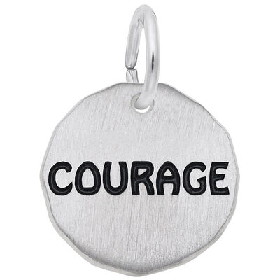 Courage Charm Tag in 14k White Gold
