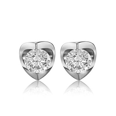Brilliant-Cut 1/2ctw. Diamond Tension-Set Solitaire Earrings in 14k White Gold